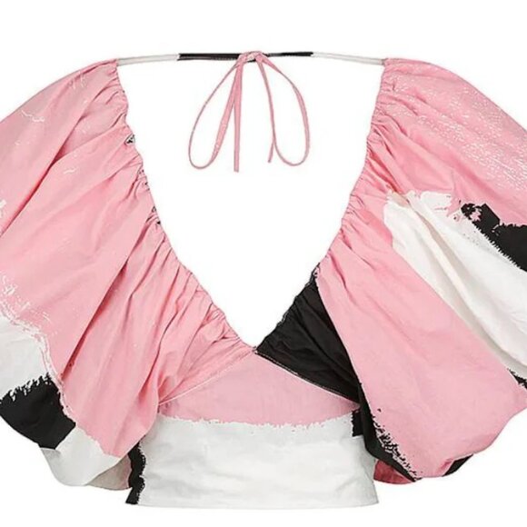 S/W/F Puff-Sleeve Cotton Crop Top-- NWOT Size XS - Picture 3 of 6